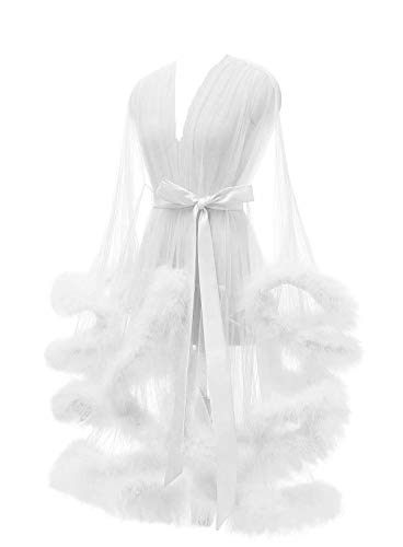 Tulle Feather Bridal Robe - Sheer & Chic
