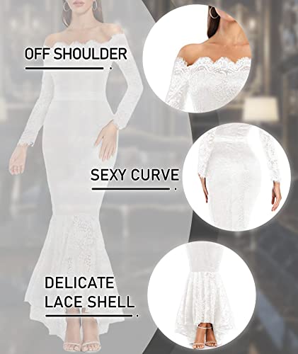 Floral Lace Off Shoulder Wedding Mermaid Dress White