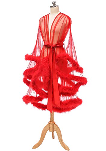 Tulle Feather Bridal Robe - Sheer & Chic