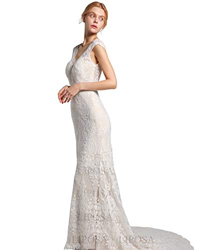 Bohemian Ivory Lace V Neck Backless Wedding Dress