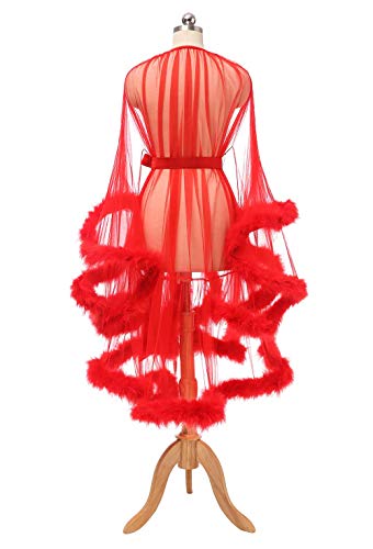 Tulle Feather Bridal Robe - Sheer & Chic