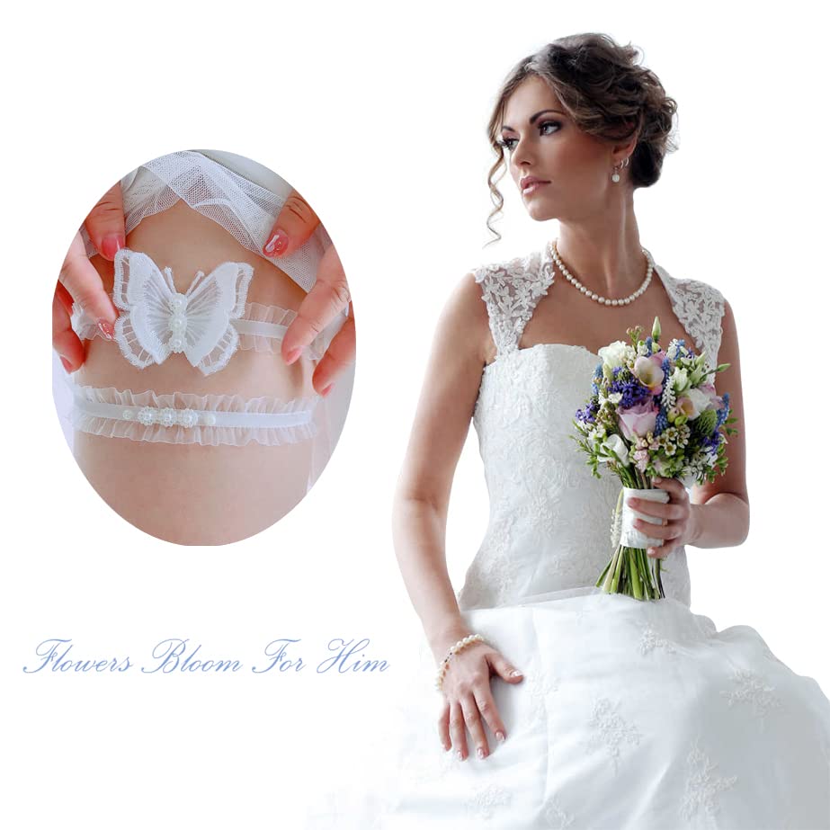 Kathsofy Lace Flower Wedding Garter for Brides