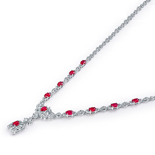 Rose White Gold Ruby Diamond Necklace for Women