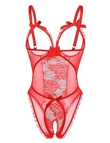 Avidlove Red Lace Babydoll Teddy Lingerie for Women