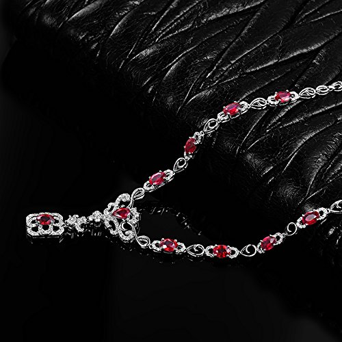 Rose White Gold Ruby Diamond Necklace for Women