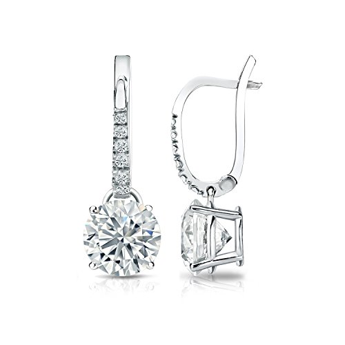 IGI Certified 2 Carat Round Diamond Dangle Earrings