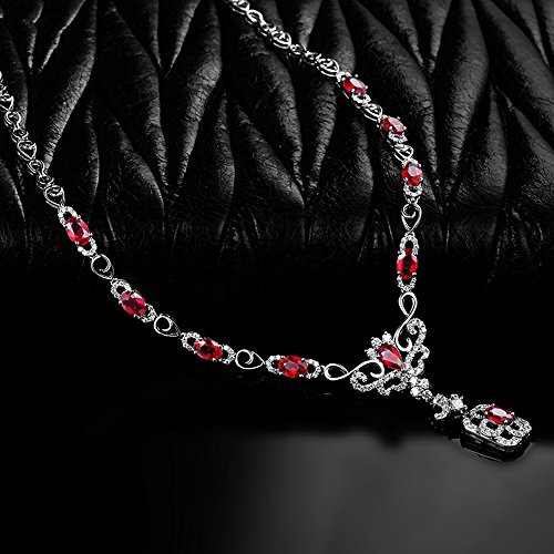 Rose White Gold Ruby Diamond Necklace for Women