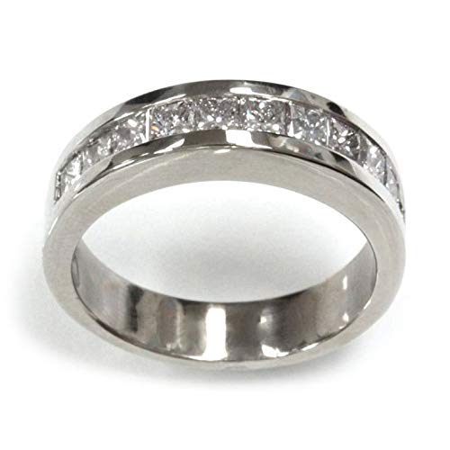 Handmade White Gold 1ctw Princess Cut Diamond Wedding Band