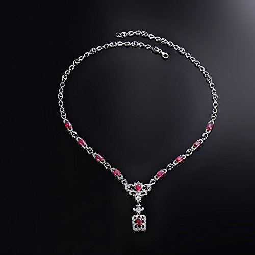 Rose White Gold Ruby Diamond Necklace for Women