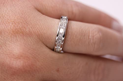 Handmade White Gold 1ctw Princess Cut Diamond Wedding Band