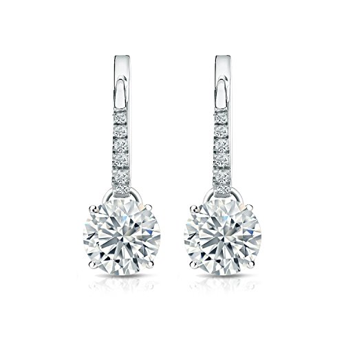 IGI Certified 2 Carat Round Diamond Dangle Earrings