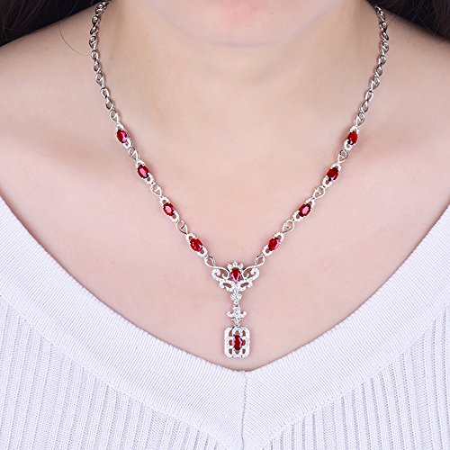 Rose White Gold Ruby Diamond Necklace for Women
