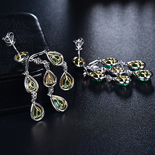 Emerald Diamond Drop Dangle Earrings Wedding Women