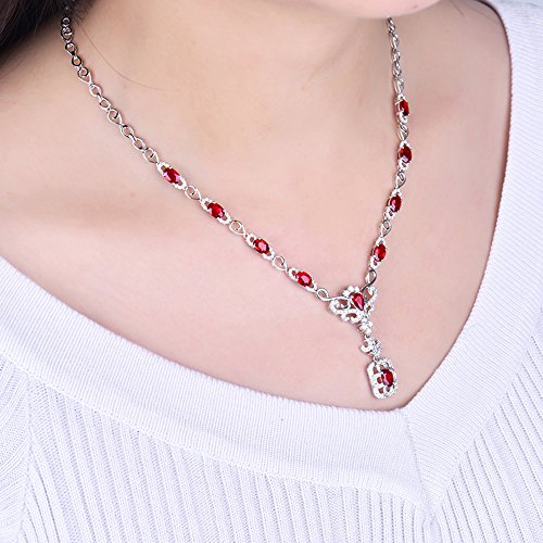 Rose White Gold Ruby Diamond Necklace for Women