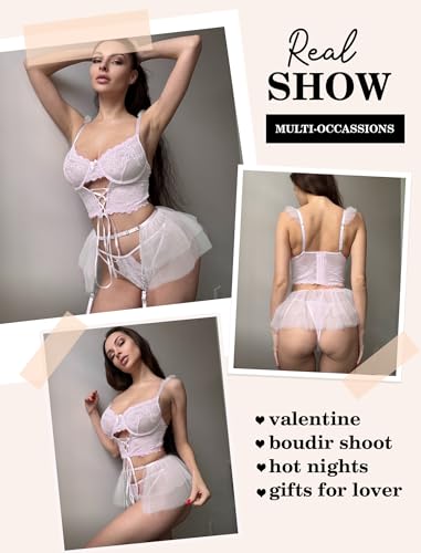 Avidlove Women's Strappy Lace Garter Lingerie Set