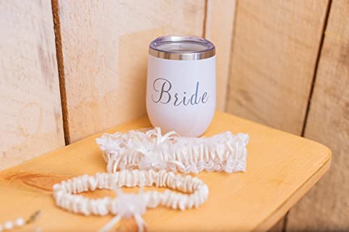 VEPYCLY Ivory Stain Wedding Bridal Garter - One Size