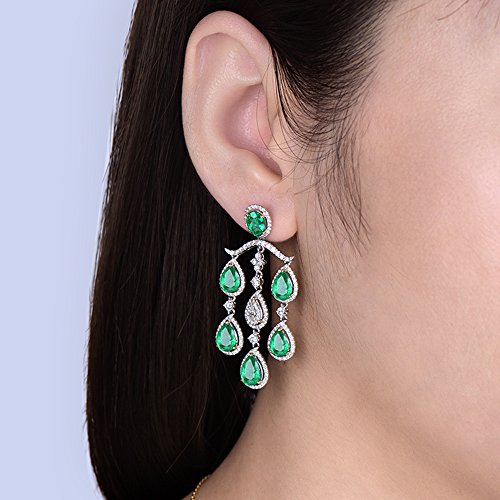 Emerald Diamond Drop Dangle Earrings Wedding Women