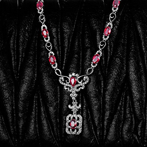 Rose White Gold Ruby Diamond Necklace for Women