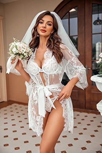 Avidlove Women's Lace Kimono Robe Nightgown