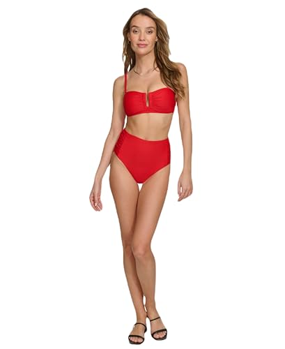 DKNY Women's Classic Red Bandeau Bikini Set