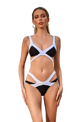 Chic High-Waist Bikini Set with Geometric Cutouts