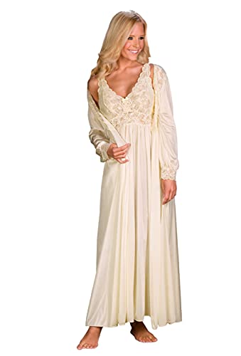 Ivory Shadowline Silhouette Gown and Peignoir Set