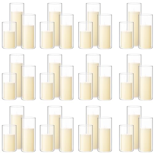 Ivory Pillar Candles and Glass Vases Set