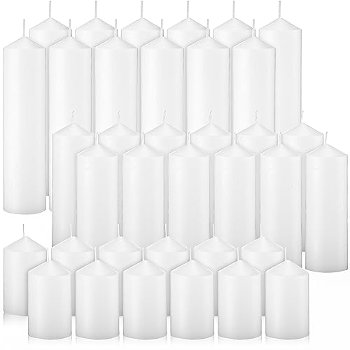36 Pcs Unscented Bulk Pillar Candles Set