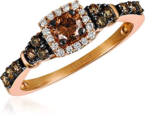 LE VIAN White and Chocolate Diamond Cushion Halo Ring