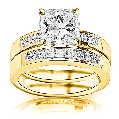 GIA Certified Princess Cut Diamond Wedding Set