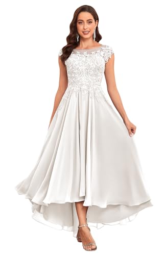 Ivory Lace Mother of The Bride Tea Length Dress