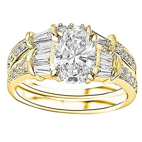 14K Yellow Gold 4.75 Carat Lab Grown Diamond Wedding Set
