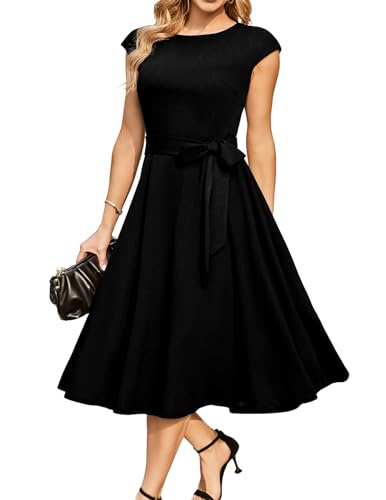 Black Formal Cocktail Wedding Guest Aline Evening Dress