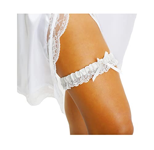 Ivory Rhinestone Wedding Garter with Satin Bow
