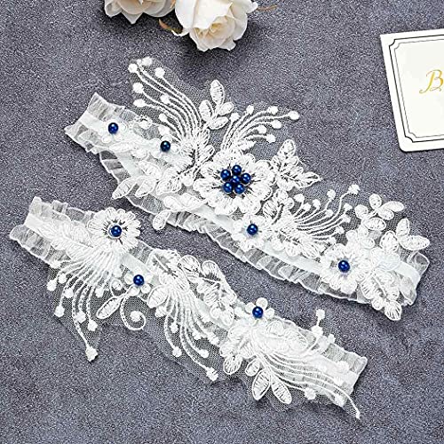 Elegant White Lace Bridal Garter Set of 2