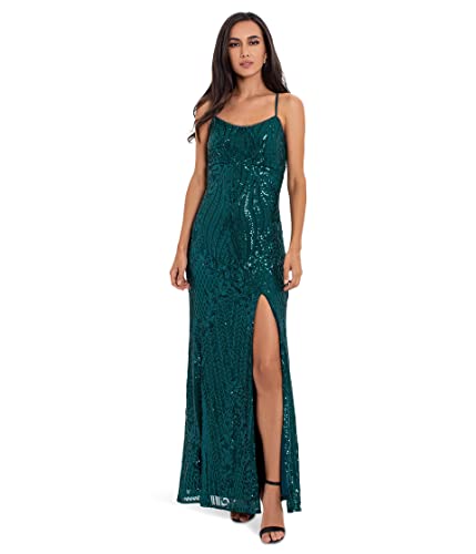 Green Sequin Betsy & Adam Long Wedding Gown