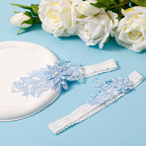 Light Blue Lace Wedding Garter Set for Brides