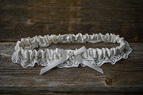 Ivory Rhinestone Wedding Garter with Satin Bow
