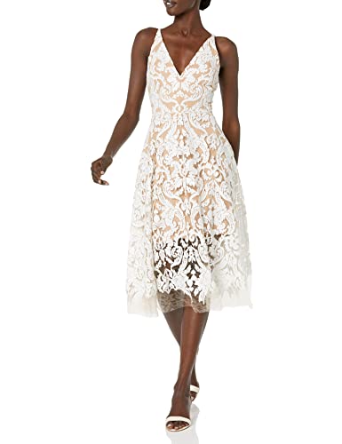 White/Nude Dress the Population Blair Fit & Flare