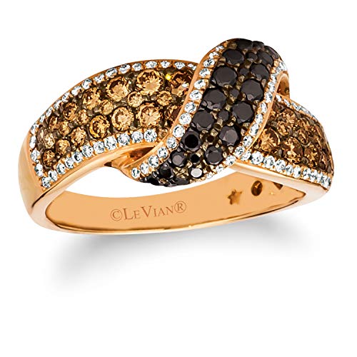 LeVian 1.33 ct Black White Chocolate Diamond Ribbon Ring