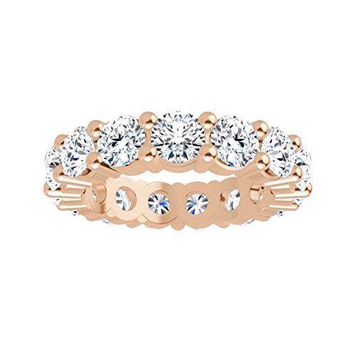 14K Rose Gold Round Diamond Eternity Wedding Band