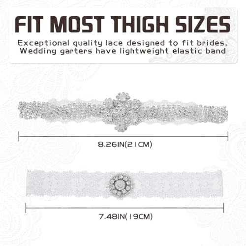 Elegant Rhinestone Lace Wedding Garters Set of 2
