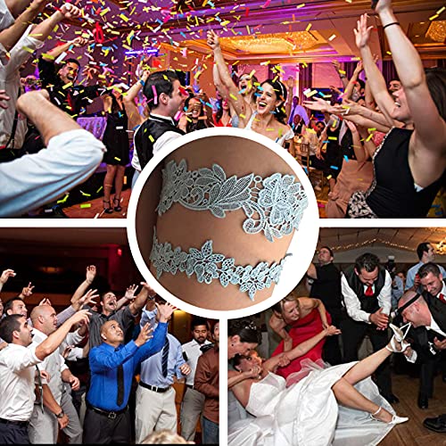 Elegant Blue Lace Wedding Garter Set for Brides