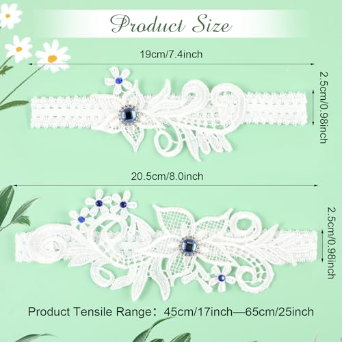 Floral Lace Wedding Garters Set with Rhinestone