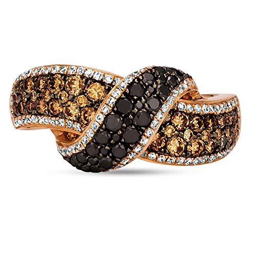 LeVian 1.33 ct Black White Chocolate Diamond Ribbon Ring