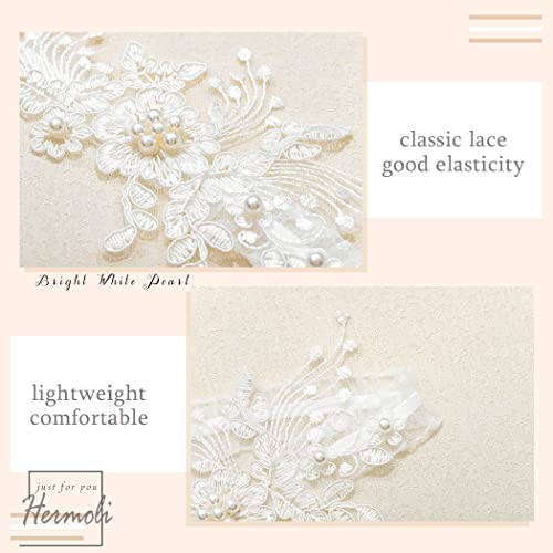 Elegant White Lace Pearl Wedding Garter Set