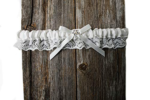 Ivory Rhinestone Wedding Garter with Satin Bow