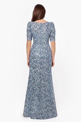 Blue/Silver Lace Sequin Long Dress for Weddings