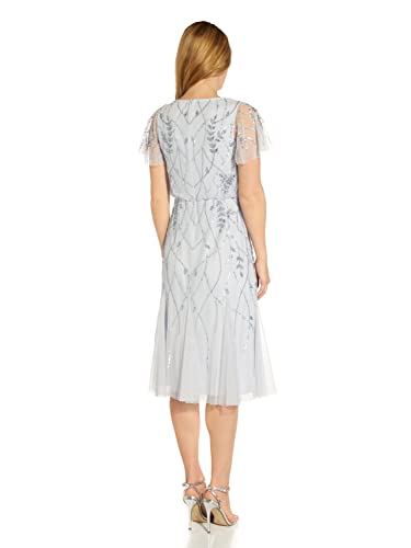 Adrianna Papell Beaded Midi Dress in Serenity Blue