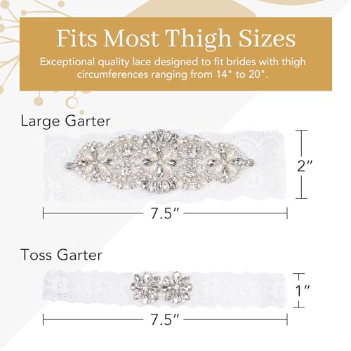 Elegant White Lace Wedding Garter & Toss Set